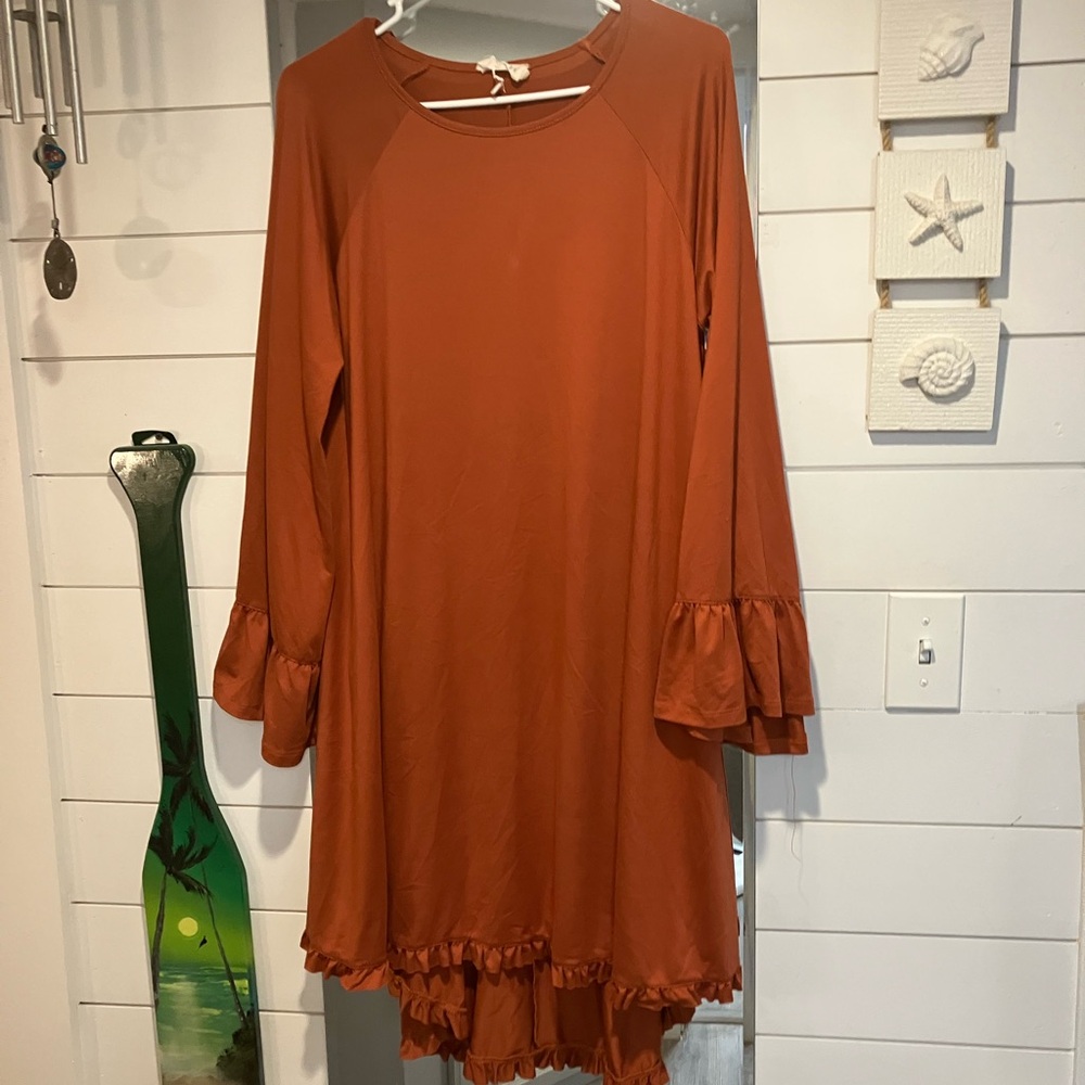 Ninexis Rust Dress with Ruffle Hem large
